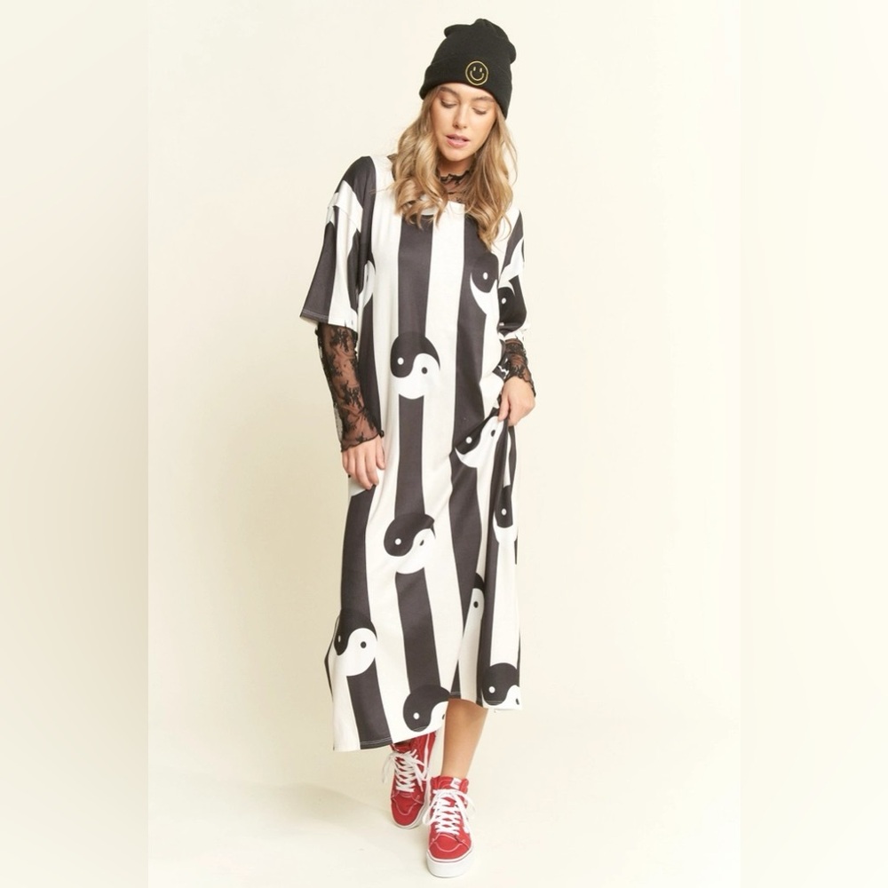 NWT JADE BY JANE YIN YANG STRIPED MIDI DRESS, VARIOUS SIZES